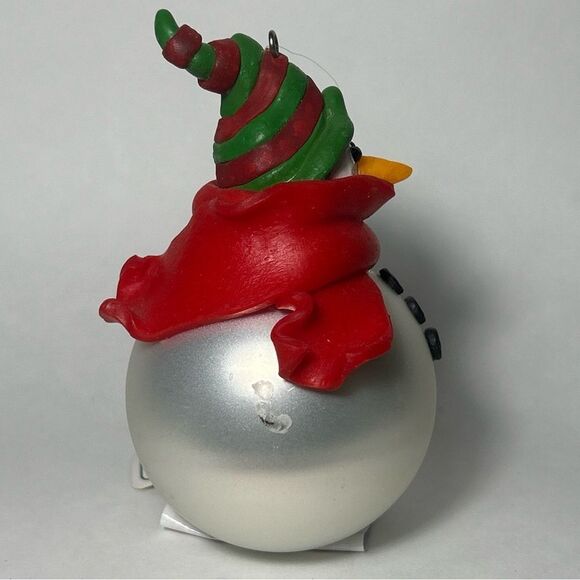 Vintage Department 56 Mercury Glass Snowman Red Scarf Glass Ball Ornament - Picture 3 of 6
